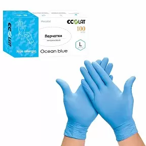 Нитриловые перчатки медицинские Ocean blue размер L фото