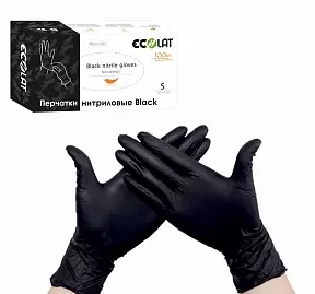 Перчатки медицинские одноразовые нитриловые Black гипоаллергенные размер S фото