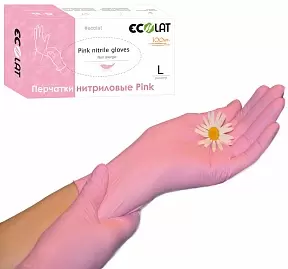 Перчатки медицинские нитрил Pink размер L фото