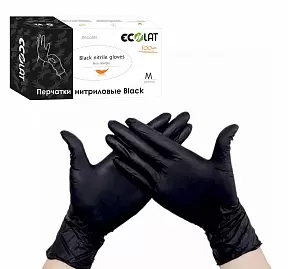 Перчатки медицинские нитриловые нестерильные Black гипоаллергенные размер M фото